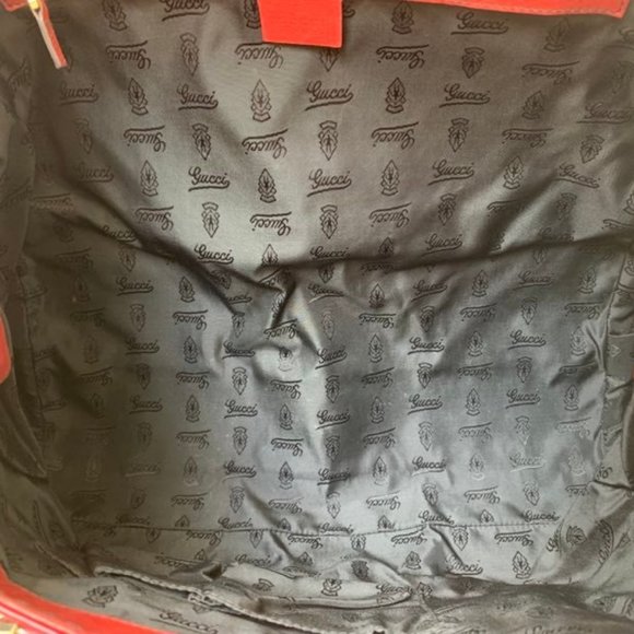 Gucci Red Coated Canvas and Leather Large Dialux Queen Bow Tote Bag - Picture 12 of 15